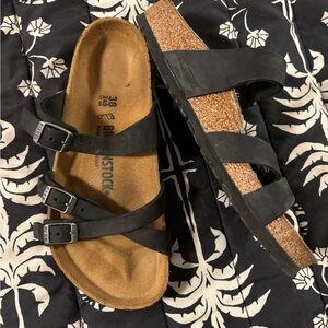 Birkenstock Black Franca Oiled Leather Sandals